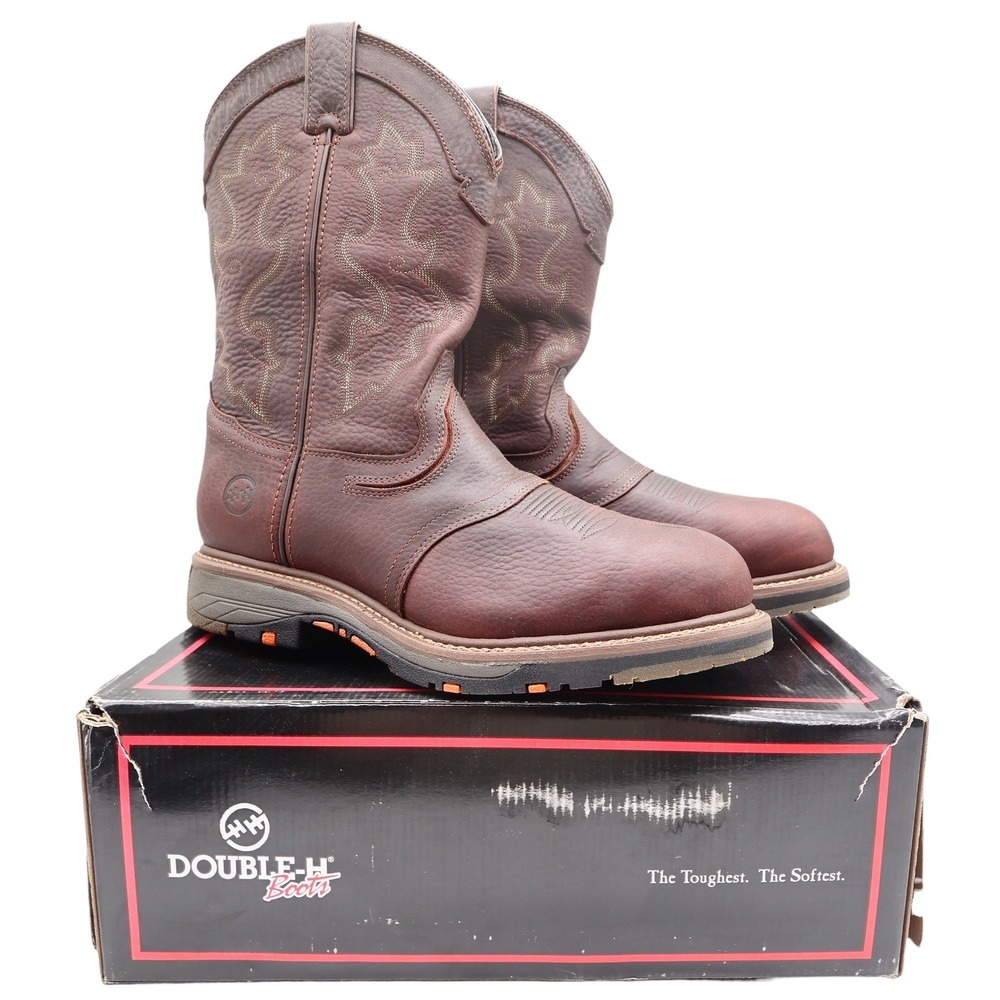 Double-H Modern Roper Work Boots Mens 12 D Brown Leather Composite Toe NIB